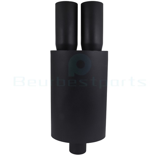 2.5" Inlet 3" Oval Flat Tip Black Coated Stainless Exhaust Muffler 21" Long - Picture 11 of 17