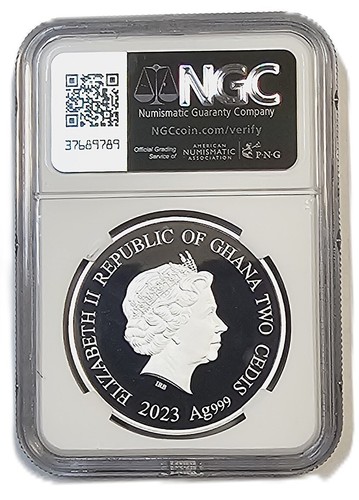 Year of the Rabbit Lunar Year 1/2 oz Proof Silver Coin Ghana 2023/ MS70 NGC - Picture 2 of 8