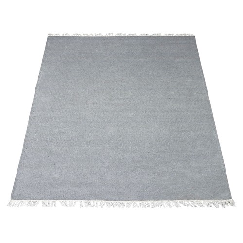 Eco-Friendly Hand Woven Flat Weave Kilim Wool Area Rug Solid Light Silver BBH - Picture 11 of 75