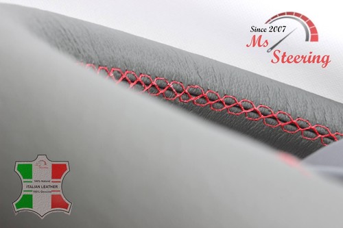 FUR RANGE ROVER L322 - GRAU LEDER-LENKRADABDECKUNG, ROT STIT - Picture 2 of 6