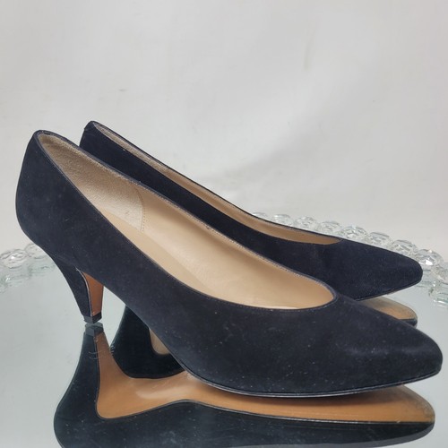 ALFANI BLACK Suede Leather Pumps Shoes Monica High Heels Womens VTG 99% ITALY - Picture 6 of 9