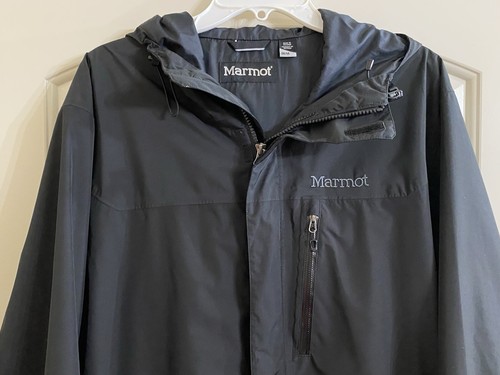 Marmot Jacket Mens Black Ramble Shell Only Size Medium Hood - Picture 2 of 10