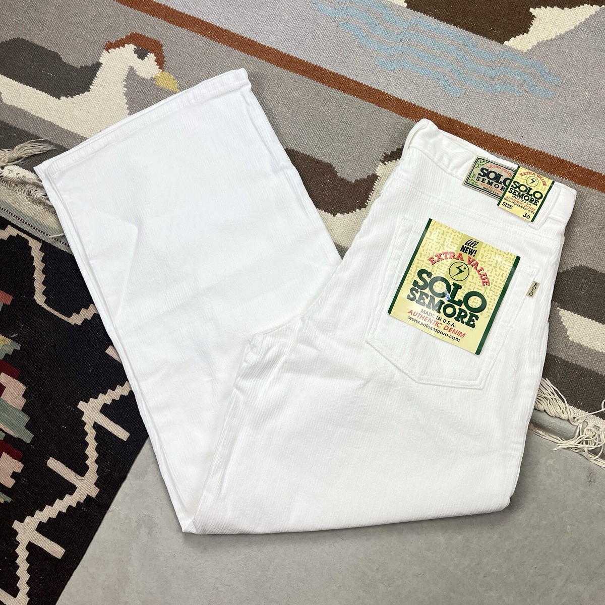 Vintage 90s Y2K Solo Semour Baggy Wide Leg Corduroy Pants White 