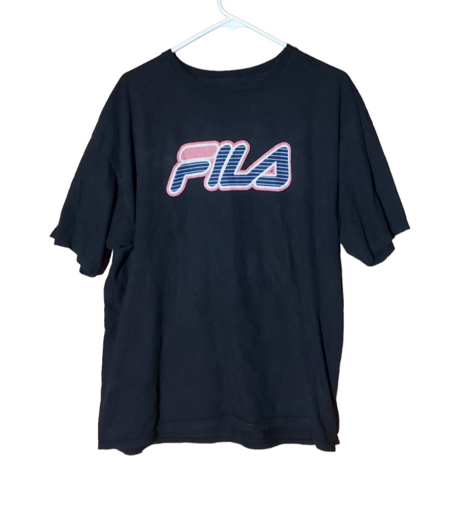 Camicia Fila uomo XL nera logo manica corta girocollo cotone