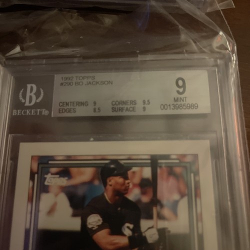1992 TOPPS #290 BO JACKSON WHITE SOX BGS 9 B3283329-427 - Picture 2 of 3