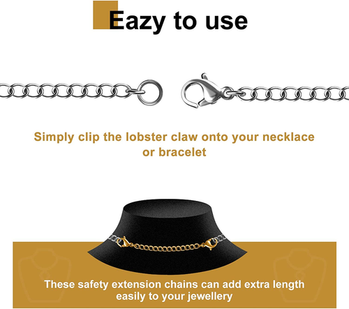 Necklace Extenders, 10Pcs Stainless Steel Gold Silver Necklace Bracelet Anklet E - Picture 4 of 7