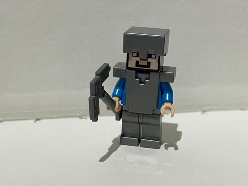 LEGO MINECRAFT STEVE IN VOLLSILBERRÜSTUNG AUS SET 21137 (min053)