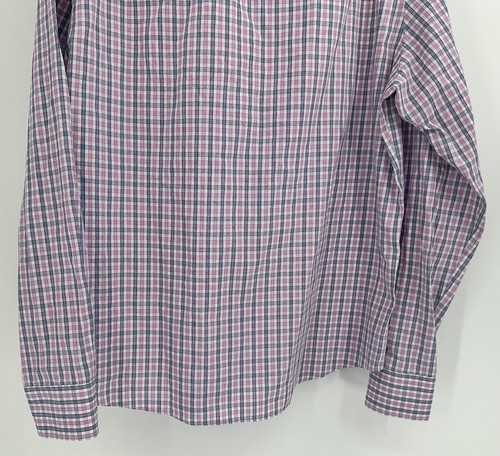 Mens Untuckit Button Down Shirt Large Fit Wrinkle Free Pink White Plaid Check - Picture 7 of 9