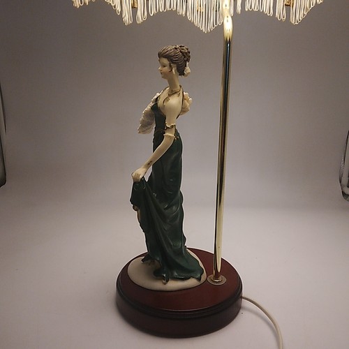 Art Deco Style En Vogue Wooden Ceramic & Metal Electric Table Lamp + Shade - 20" - Picture 6 of 19
