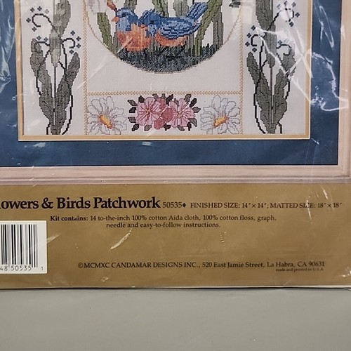Something Special Counted Cross Stitch Flowers & Birds Patchwork 14" x 14" - Picture 5 of 6
