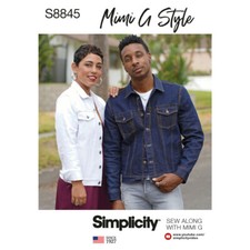 Simplicity 8845 UNISEX JEAN JACKETS Sewing Pattern Sizes XXS-XXL Skill: AVERAGE