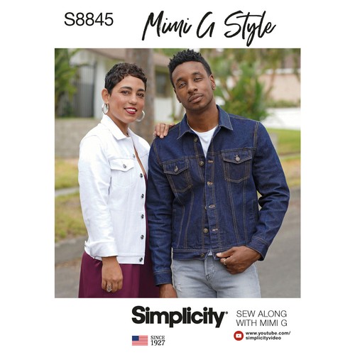Simplicity 8845 Unisex Jean Jacken Nähmuster Größen XXS-XXL Fähigkeit: Average