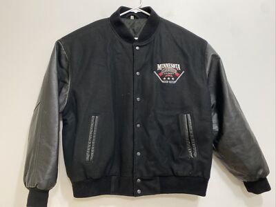 Minnesota Super Series Hockey AAA Patch Faux Leather Varsity Jacket Size XL 