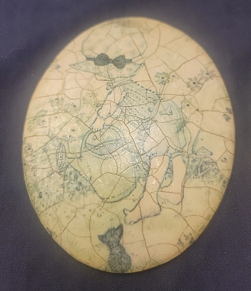 2 placas ovaladas de yeso superpuestas agrietadas de colección para niñas Foto 3 de 4