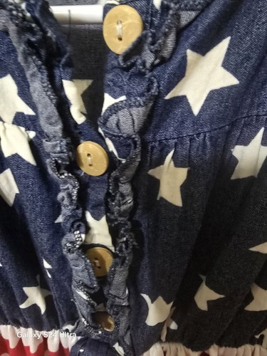 American Flag Dress-size 6 Girl 50% Cotton 50% Polyester Size-3XL Button 3/4 - Picture 3 of 15