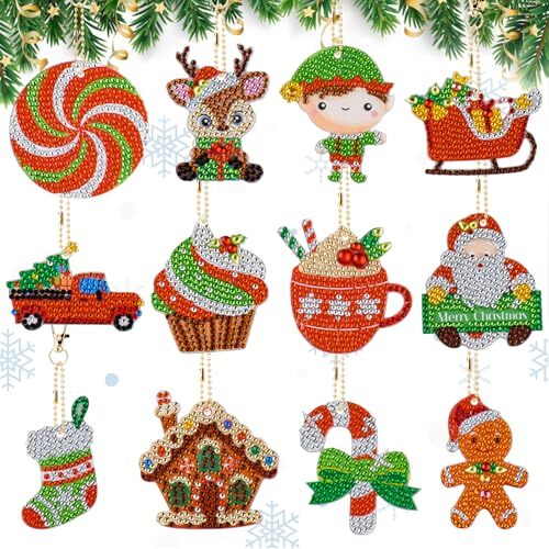 Christmas Diamond Painting 12 Pcs Christmas Diamond Art 5D DIY Christmas - Bild 1 von 7