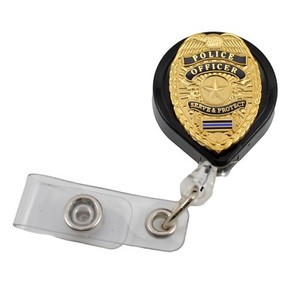 Police-Badge-Reel-Retractable-ID-Card-Holder-Security-Lanyard-Lightweight-Black