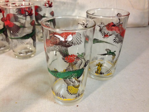 VINTAGE COMBINED SET OF 8 HAZEL ATLAS GLASSWARE - PHEASANTS AND GEESE TUMBLERS - Picture 3 of 4