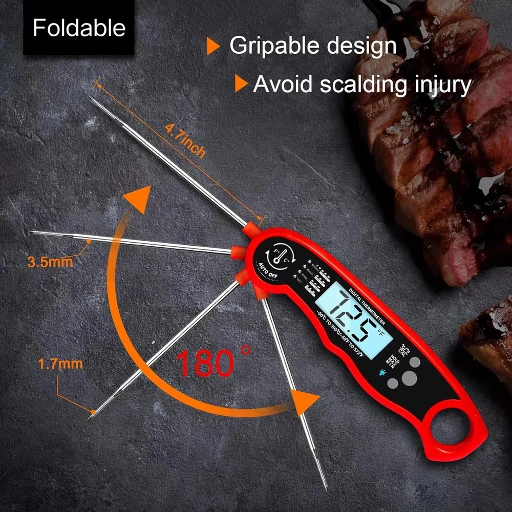 Meat Thermometer Digital for Cooking and Grilling, Collapsible Probe, with Ma...