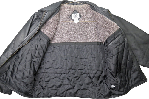 Ash Creek Trading Leather Bomber Jacket Quilt Lined Black Pockets Mens Sz Large - Picture 3 of 10