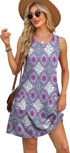Women's Sleeveless Summer Sundress Casual Beach Cover-Up with Pockets - Picture 26 of 72