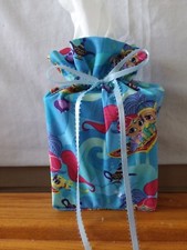 Disney Shimmer  Shine on blue cotton Fabric Handmade Square Tissue Box Cover