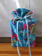 Disney Shimmer & Shine on blue cotton Fabric Handmade Square Tissue Box Cover