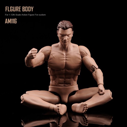ANT AM116 1/12 Male Super Flexible Muscular Body +Head Sculpt 6in Action Figure - Picture 7 of 24