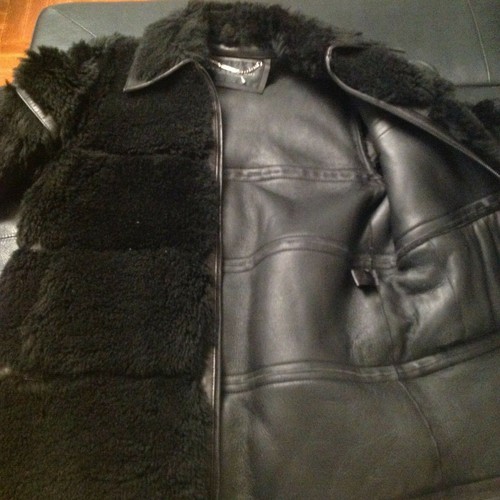 BARBARA BUI SHEARLING BLACK COAT SZ 40/MEDIUM - Picture 2 of 11