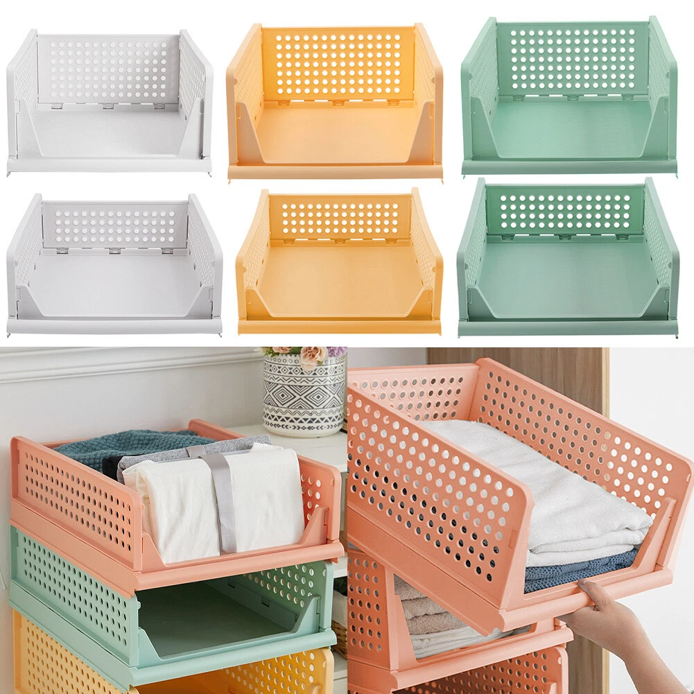 Stackable Plastic Vegetable Clothes Storage Basket Tidy Organizer Tier Rack