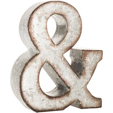 Galvanized Letter -A,B,C,D,E,F,G,H,I,J,K,L,M,N,O,P,Q,R,S,T,U,V,W,X,Y,Z.&.