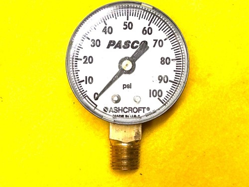 ASHCROFT PASCO 1729-A PRESSURE GAUGE 2" DIAL - 100PSI - 1/4" NPT 1729 - Picture 2 of 5