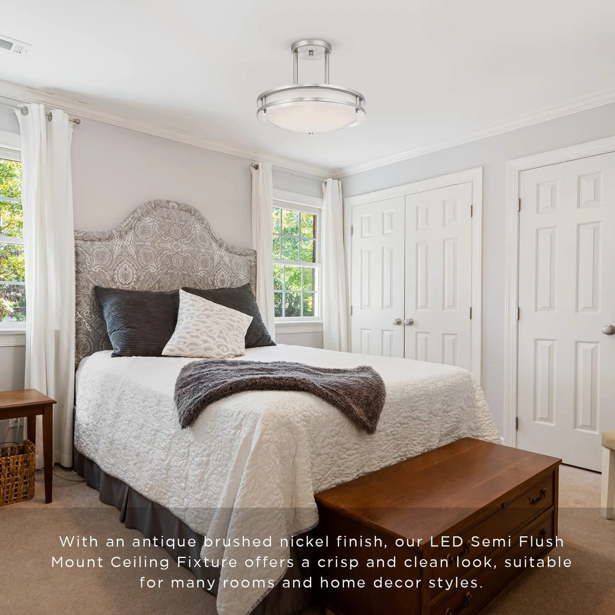 Brushed nickel and 2024 wood light fixtures