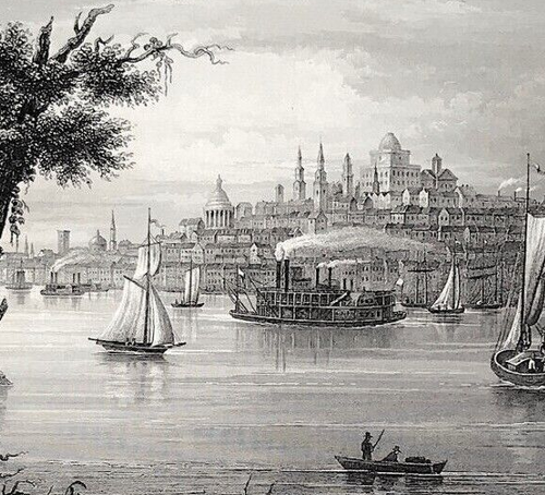 Albany Hudson River original print for Meyer's Universum 1835 - Picture 1 of 4