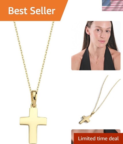 14K Solid Gold Cross Necklace for Women, Women’s Cross Necklace | Christian N... - Picture 1 of 10