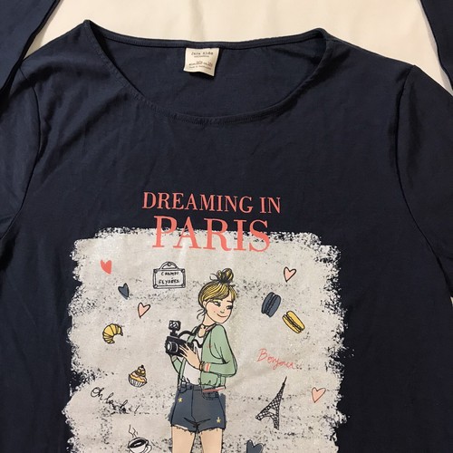 Zara Kids Shirt Girls 13/14 Years Blue Dreaming in Paris Graphic - Picture 3 of 10