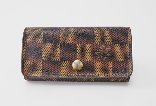 Auténtico estuche porta llaves de lona Damier Level 4 llaveros LOUIS VUITTON #59107 - Imagen 2 de 15