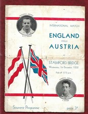 1932 England v Austria programme at Chelsea