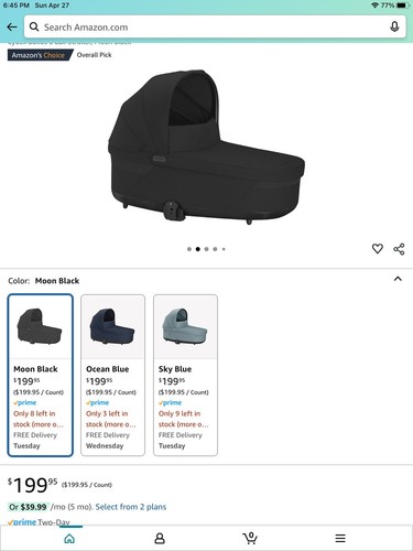 Cybex Gold Cot S Lux Bassinet NIB Moon Black includes Rain Cover - Photo 3/3