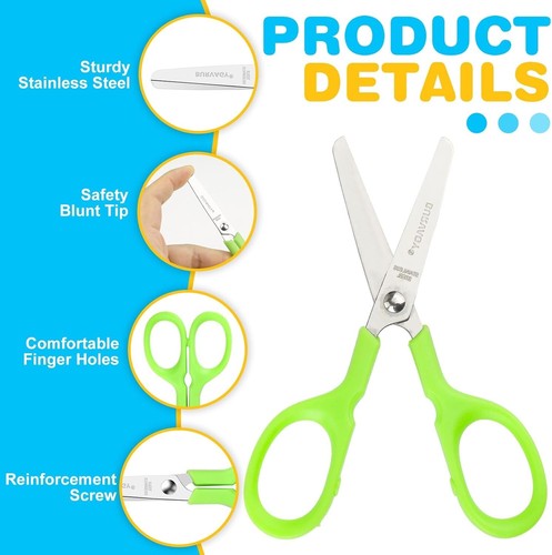 Vibrant Kids Scissors Bulk - 5 Inch Safety Scissors Perfect for Classroom Use - Picture 5 of 9