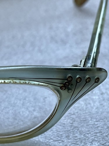 Vintage Frame France Cat Eye Eyeglass Frame Pearls/Rhinestones/Sequins - Picture 17 of 19