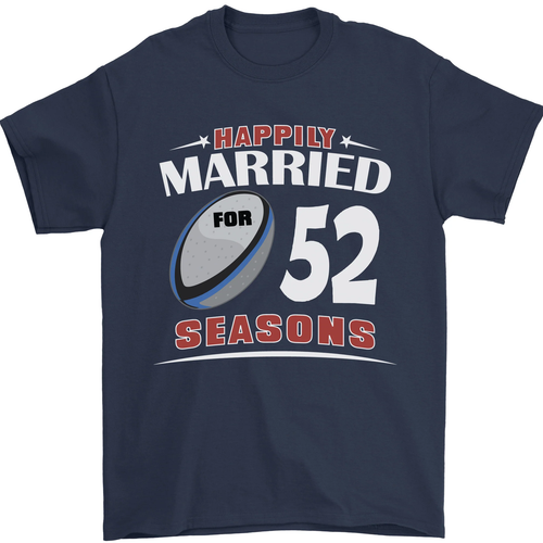 52 Year Wedding Anniversary 52nd Rugby Mens T-Shirt 100% Cotton - Picture 12 of 109