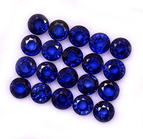 10 Stck. 6 mm Natur Ceylon Blau Saphir Rund Geschnitten Lose Zertifizierter Edelstein Lot - Bild 4 von 5