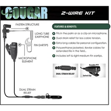 COUGAR Quick Release Earpiece for Motorola PRO GL GP PTX Radios (See List)