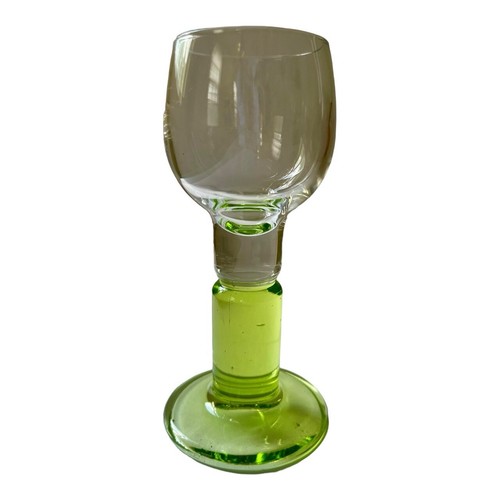 Juego de 2 vasos de chupito vintage Bormioli Rocco Limoncino con patas verdes - Imagen 3 de 3