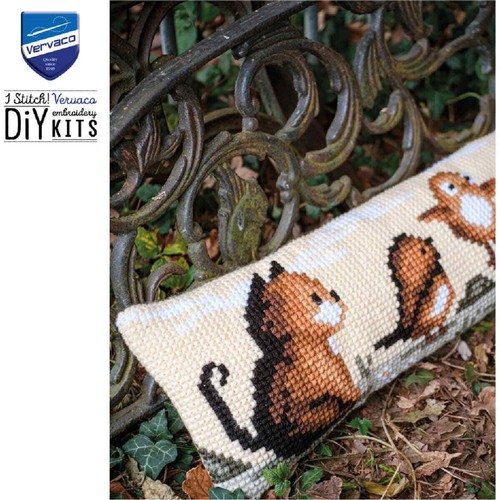 Vervaco Kreuzstichkissen "Zugluftstopper Tiere", Stickbild vorgezeichnet, 80x20c - Bild 5 von 6