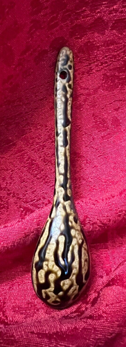 Espresso Spoon Handmade Ceramic Drip Glazed ( 5" x 1/2" Long ) Hangable / Hole - Picture 6 of 8