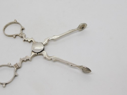 Victorian Sterling Silver Shell Bowl Scrolled Sugar Nips Antique 1873 London - Afbeelding 7 van 8