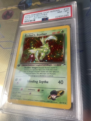 2000 Pokemon Gym Heroes Rocket's Scyther 1st Edition Holo 13/132 PSA 8 NM-MT - Bild 2 von 4