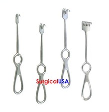 Volkman Retractors 8" Blunt Prongs Kit of 4 Assorted Tip Sizes Single End